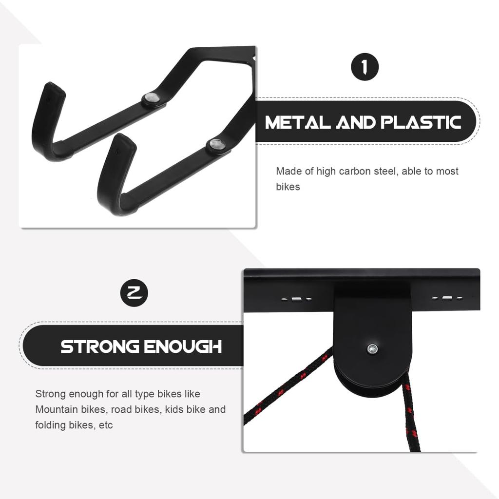 DOITOOL Bicycle Wall Mount Holds Approximately Easy Hanging Type for Garage Bicycle Storage Random Hook, Steel, 50kg, Installation, Space-Saving,