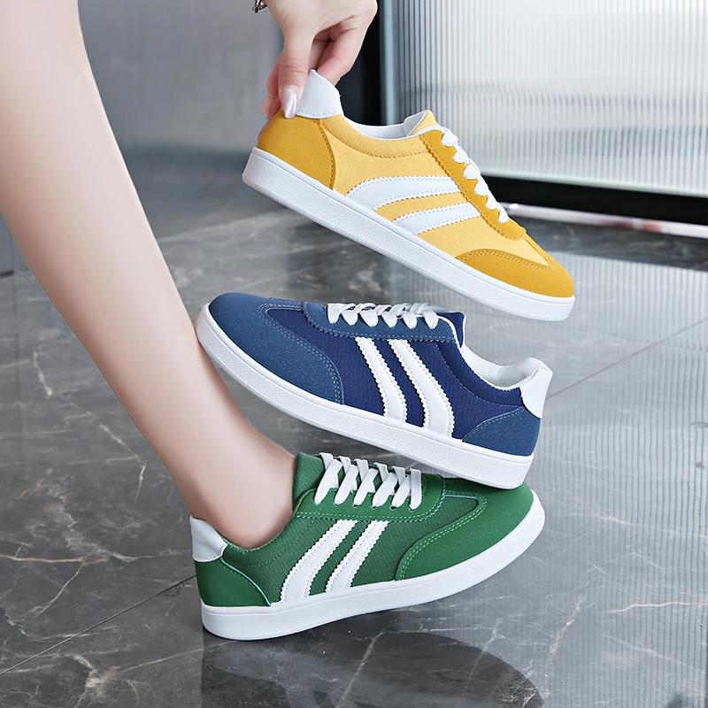 Women Tennis Sneakers Flats Ladies Fashion Mixed Colors Lace-up Vulcanized Shoes Spring Autumn Woman Outdoor Trainers Footwear