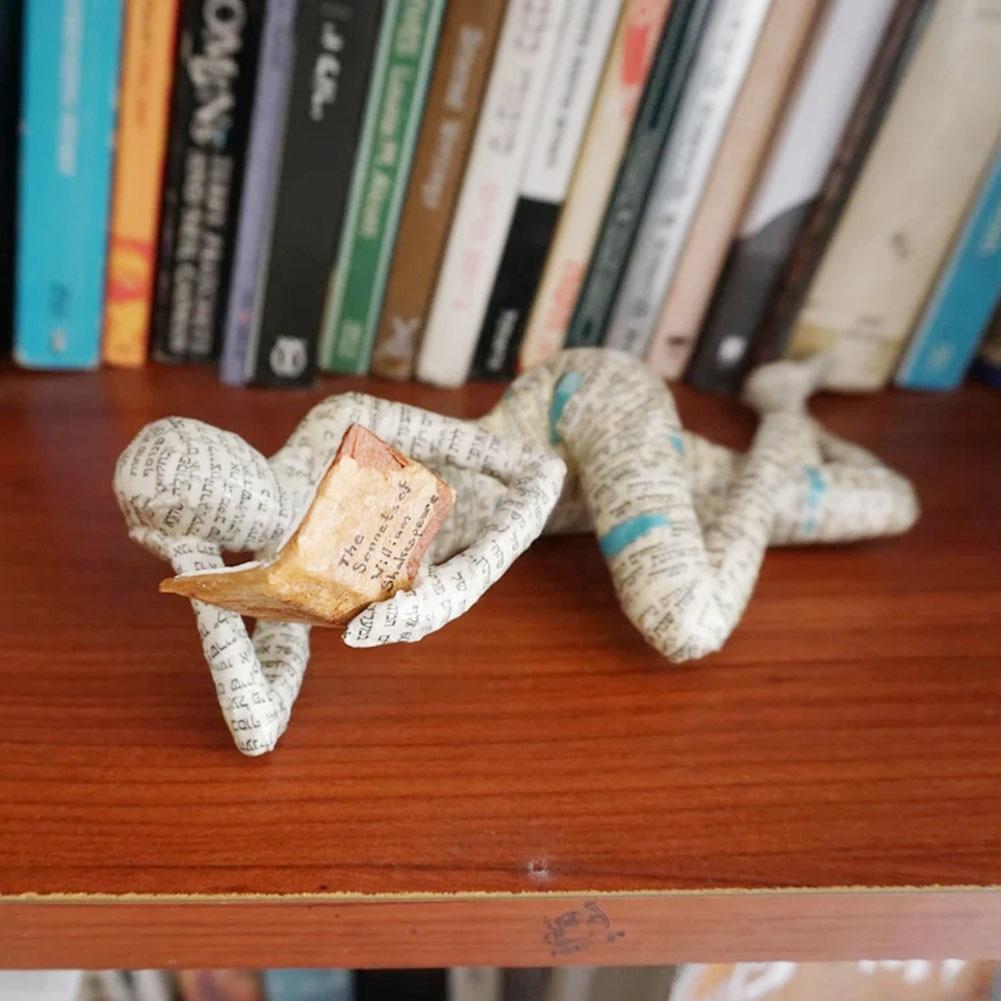 Lesende Frau Figur Zellstoff Bücherregal Dekor Denker Stil Harz Statue Harz abstrakte Skulpturen Figuren Ornamente Home Decor