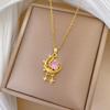 Pink Star Moon Full Diamond Light Luxury Temperament Gorgeous Full Diamond Necklace Female Versatile Collarbone Chain Titanium Steel