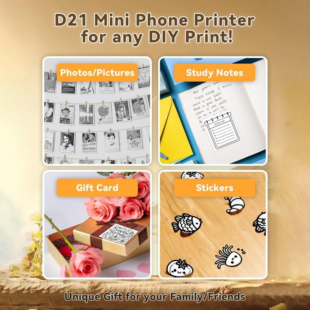 With 3 Paper Rolls Sticker Printer Inkless Printing Thermal Printers  Study Notes