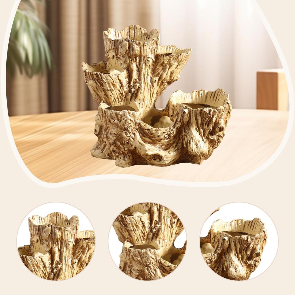 Tree Stump Flower Pot,Organizer Gift Figurine Plant Container Flower Vase for