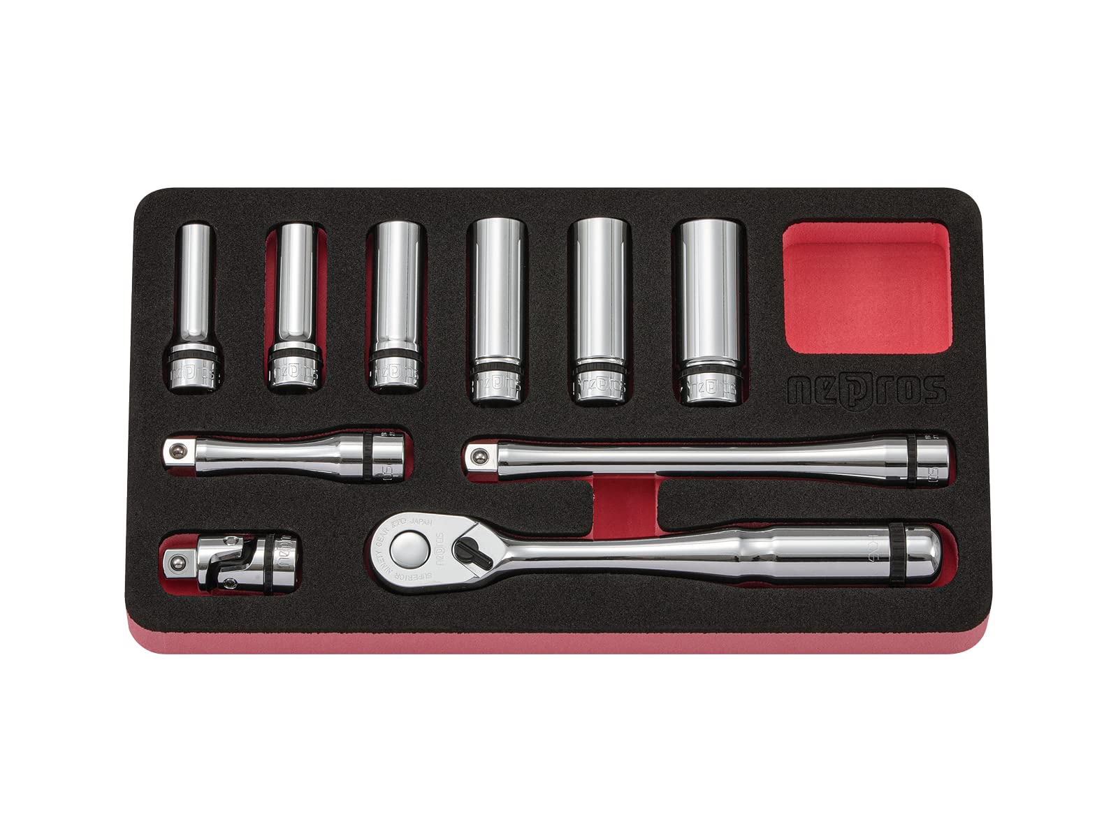

Kyoto Machinery Tools Nepros Deep Socket Wrench Set NTB3L10C (KTC) [10 Pieces]