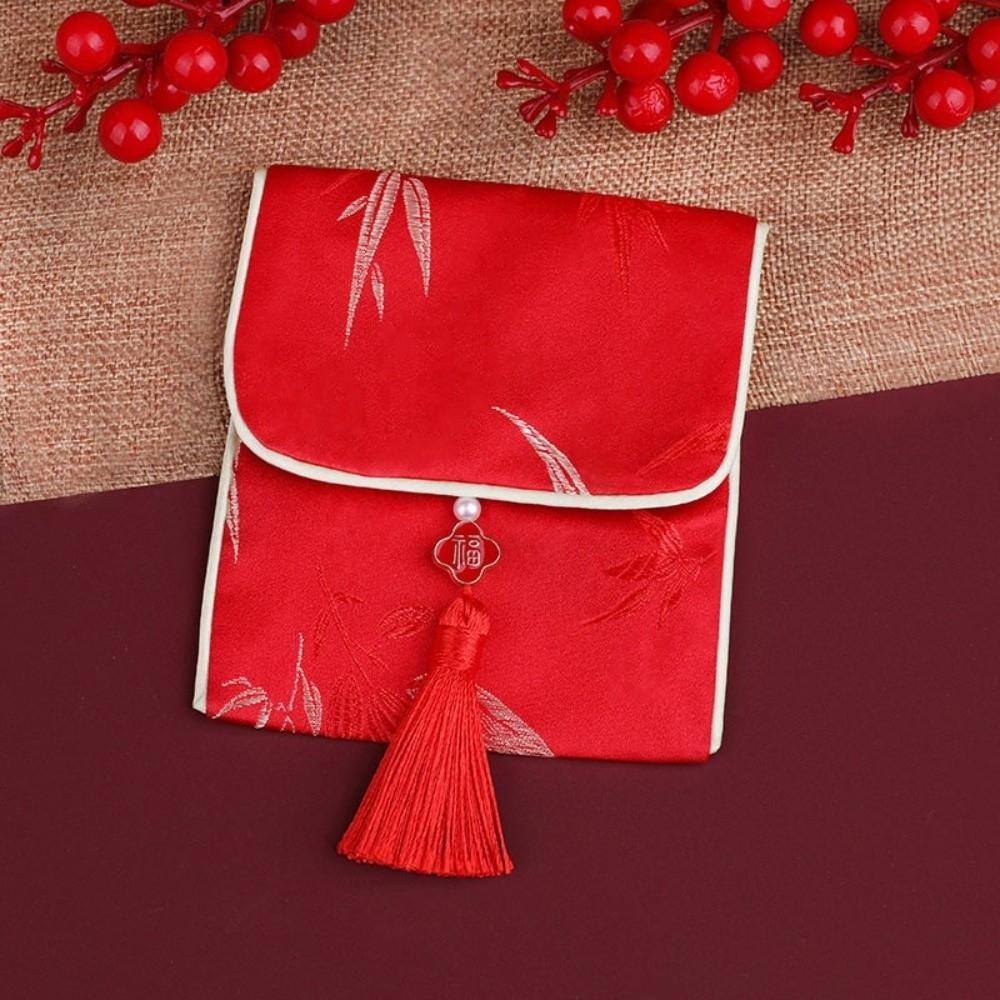 Spring Festival Money Pocket Tassel New Year Money Bag Brocade Red Envelope  Lady Girls Women
