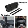 New Black PU Leather Motorcycle ATV Round Barrel Storage Pouch Tool Bag 300*85*125mm