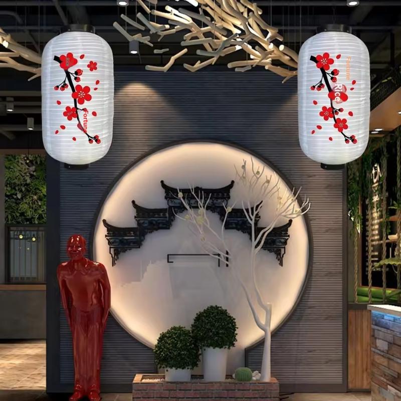 10 Inch Chinese/Japanese Long Shaped Cloth DIY Red Restaurant Lantern Lantern Lamp For Home Party Hanging Lampion Decoration