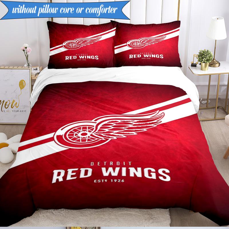 3PCS Vintage Detroit Wings Logo Bedding Set,Including 1pc Duvet Cover And 2pcs Pillowcases Perfect for Bedroom, Dormitory, Fan Christmas Gift