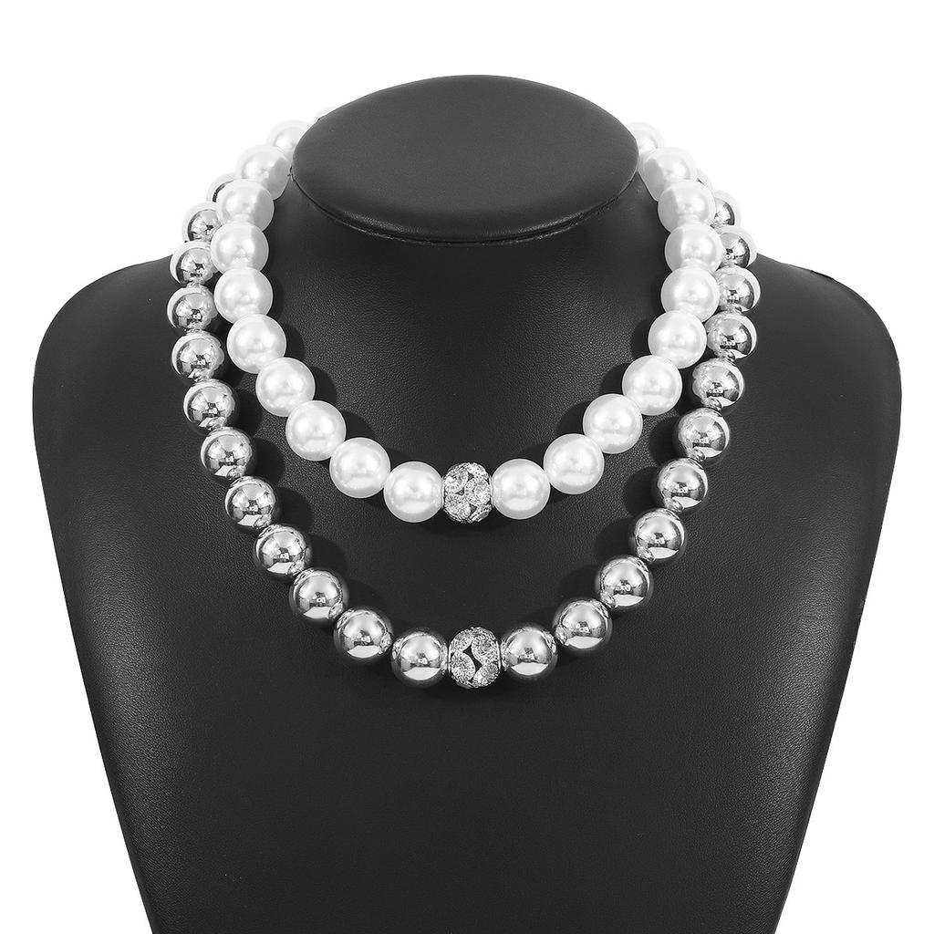Personalized New Retro Simple Imitation Pearl Beaded Bracelet Necklace, Light Luxury Niche Temperament Multi-layer Stacked Accessories