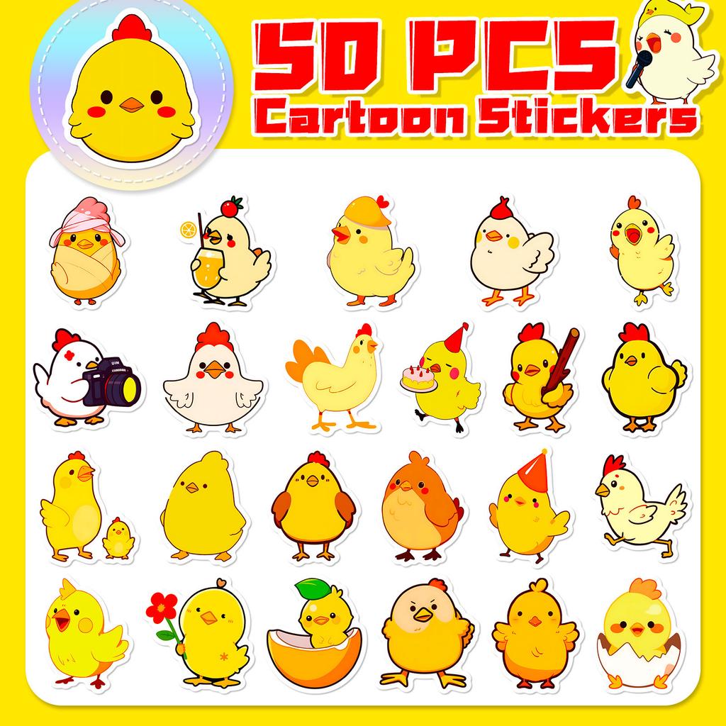 50 Chicken Love Family Stickers Children's Cartoon Reward Stickers Chicken Easter Gift Stickers