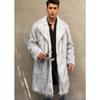 Cappotto Lungo Oversize alla Moda da Uomo Invernale in Morbido Ecopelliccia con Collo a Revers Caldo