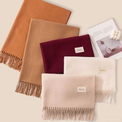 2025 New Scarf Autumn and Winter Korean Atmosphere Women's Versatile Imitation Cashmere Scarf Solid Color Warm Scarf Shawl