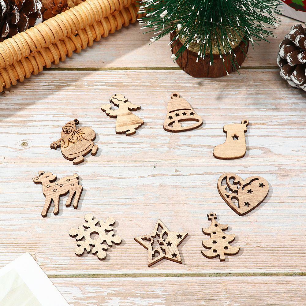 Partydekorationen Schneemann Schneeflocke Geschenk Deko Weihnachtsbaum Hängeornament Cartoon Holzchip