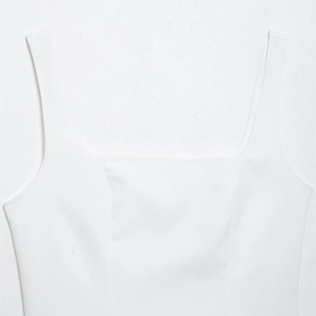 Spring 2025 Women's Versatile Solid Color Feather Elastic Camisole Top