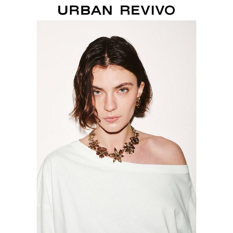 UR Women's 2026 Spring Asymmetric Neck Pleated Long Sleeve T-shirt