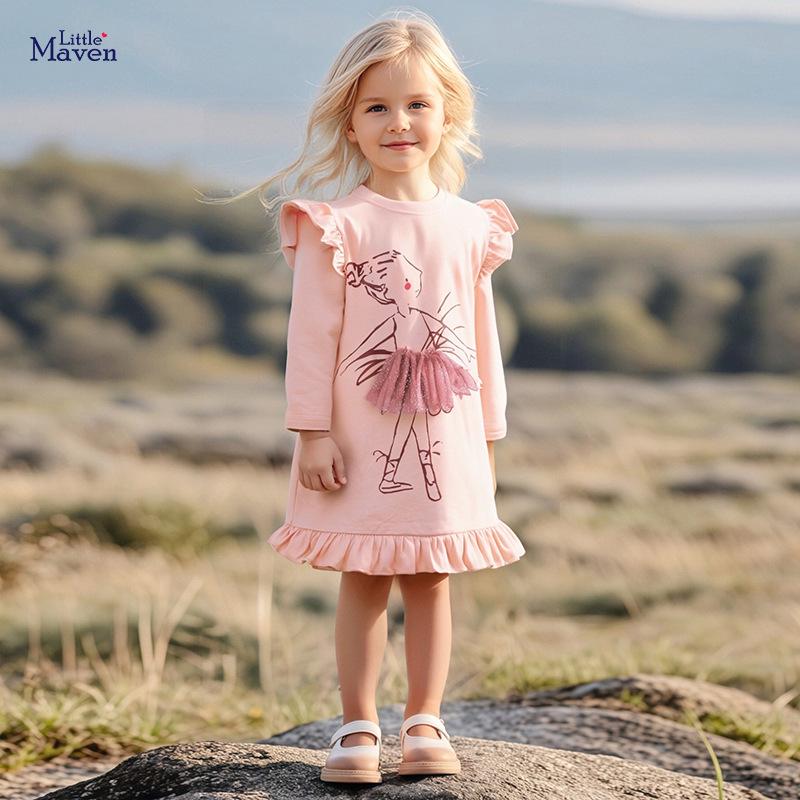 Little Maven Autumn Long Sleeve Girls' European Style Dress - Cute Children's Fashion