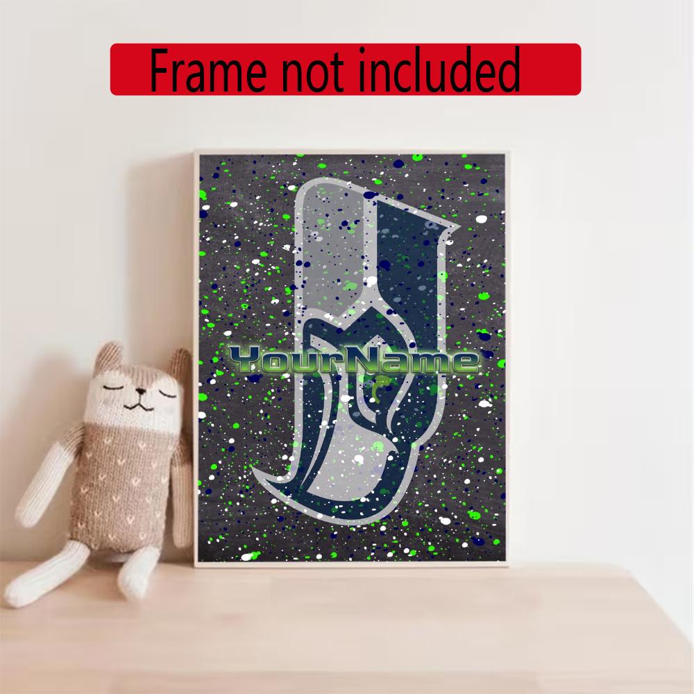 Seattle Seahawks Personalized Name Round Diamond Painting Kit Diamond Embroidery Painting Rhinestones Mosaic Frameless Handwork Decoration Arts