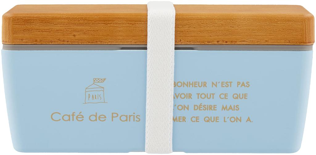 Showa BC de Paris Bento Wood 1 Includes Ice Made in 77146 Café Box, Grain, Blue, Tier, 600ml, Divided, Packs, Japan,