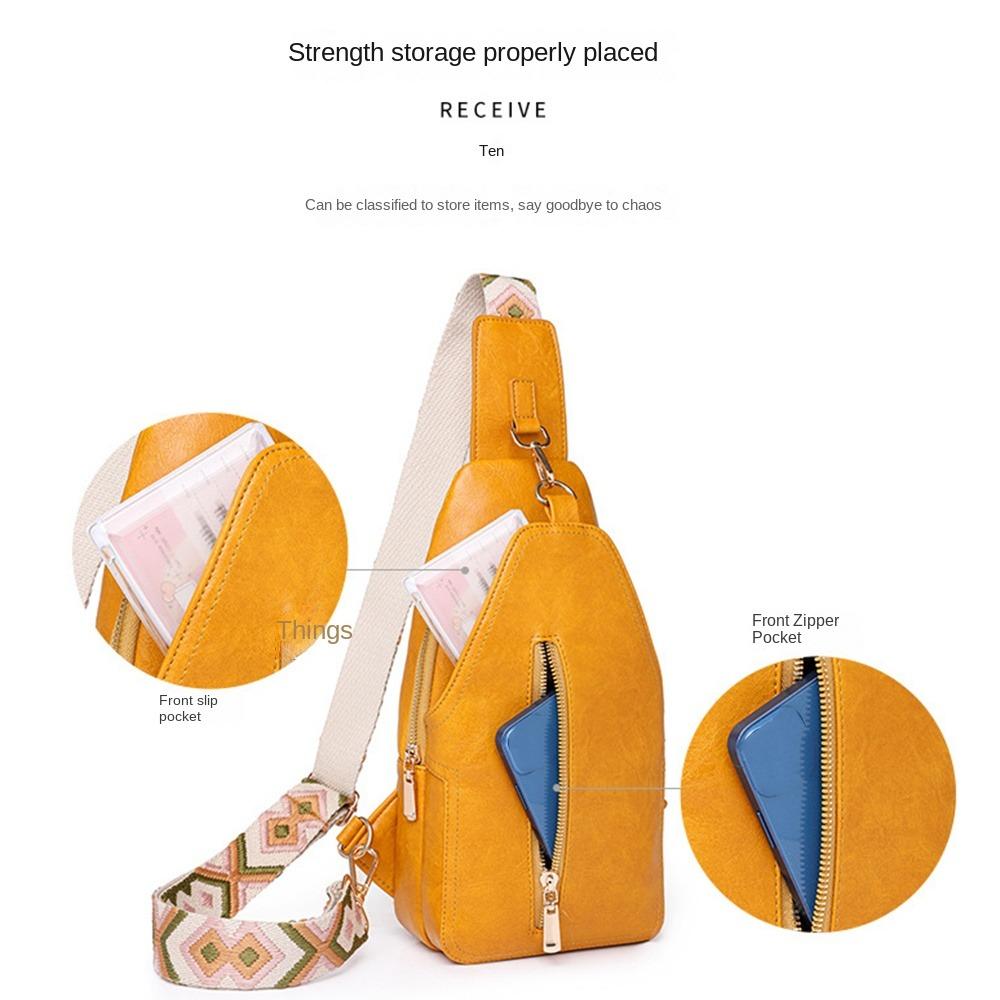 Simple Women's Fanny Pack PU Leather Sports Shoulder Bag Trendy Women Chest Bag Sports