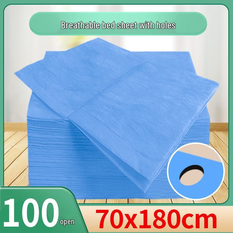 Waterproof Oilproof Disposable Bed Sheets with Hole - Non-Woven, Breathable, 100-Pack