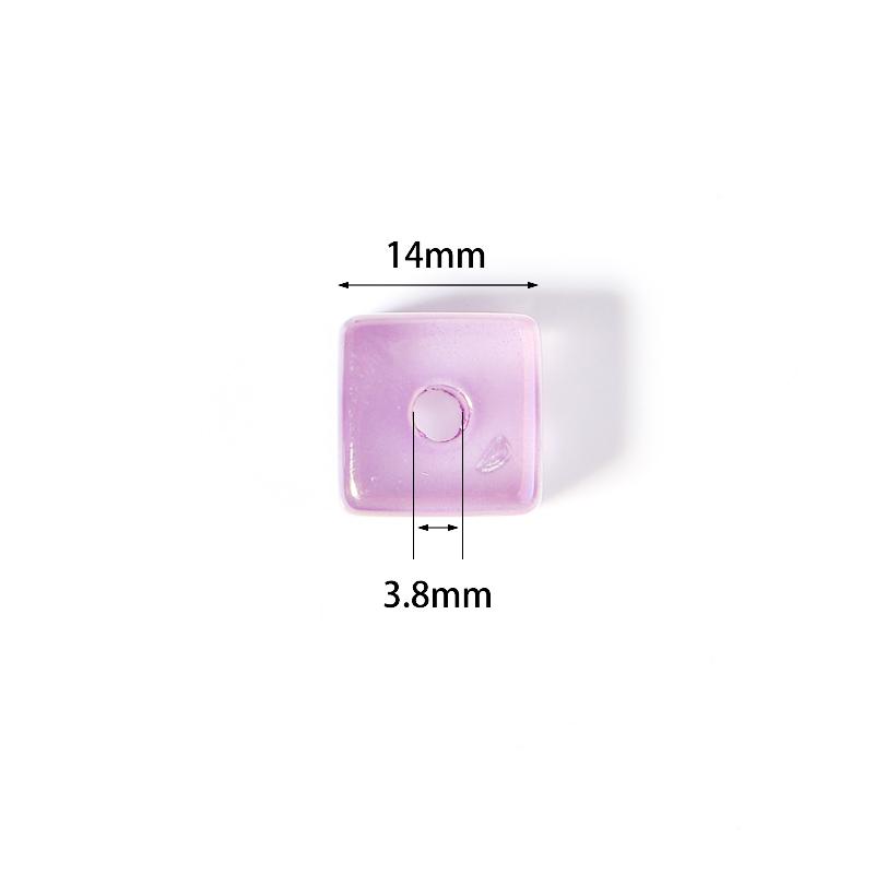 10Pcs New Acrylic Square Fluorescent Beads Cute Large Hole Loose Spacer Bead Diy Bracelets Jewelry Women Charm Accessories