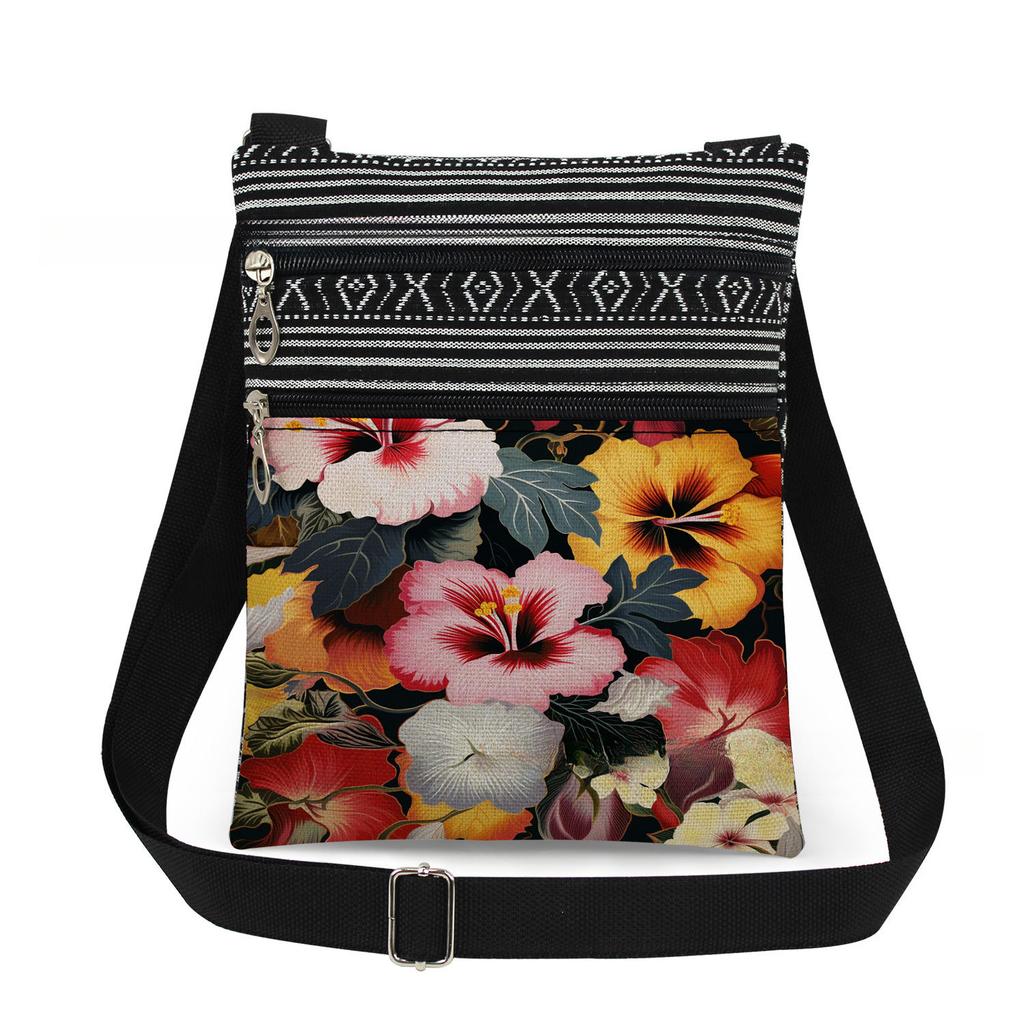 1PC Flower Print Tote Bags Women Shoulder Handbags Postman Package 6909