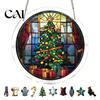 Stained Glass Window Art Christmas Acrylic Puzzle Suncatcher, Holiday Tree Snowman Stockings Red Bird Sun Catcher Suncatcher Kit for Adults,