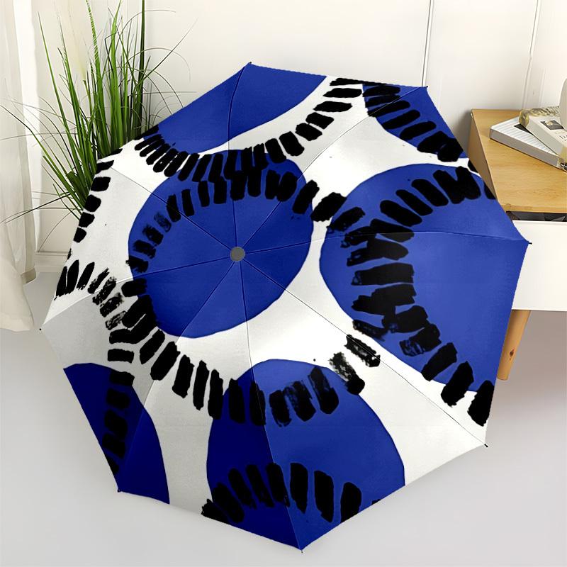 1pc Baseball pattern Folding Umbrella With Excellent UV Protection, 8 Ribs Casual Durable Lightweight Portable Travelling Umbrella For Men &