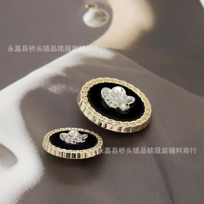 6Pcs Luxurious Design Inlaid With Rhinestones Metal  Button For Clothing Coat Skirt Clothing Accessory High Qulity Glod Black