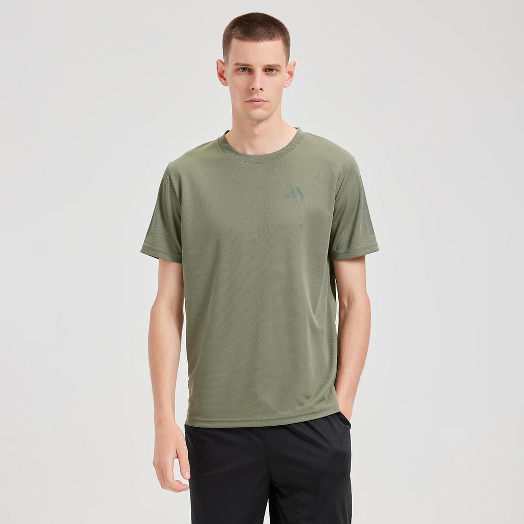 Adidas Pohodlné Prodyšné Rychleschnoucí Ležérní Pánské Tričko s Krátkým Rukávem a Kulatým Výstřihem Stříbrnošedé Zelené BXWTTS01-GN