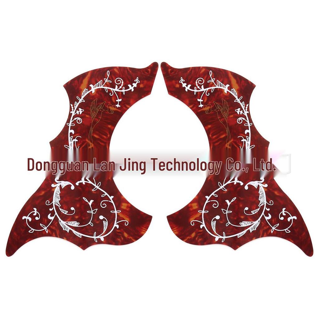 40-41 Zoll Linke/Rechte Hand Blumengemaltes und Vogelbemaltes Holzgitarren-Schlagbrett mit Kratzschutz & Kleberückseite