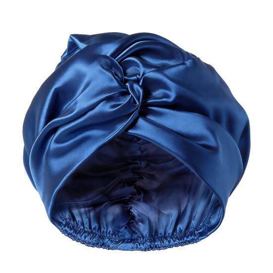 

Women Sleeping Satin Hair Bonnet Adjustable Elastic Silk Braids Long Curly Hair Wrap Solid Color Breathable Hair Care Night Cap синий