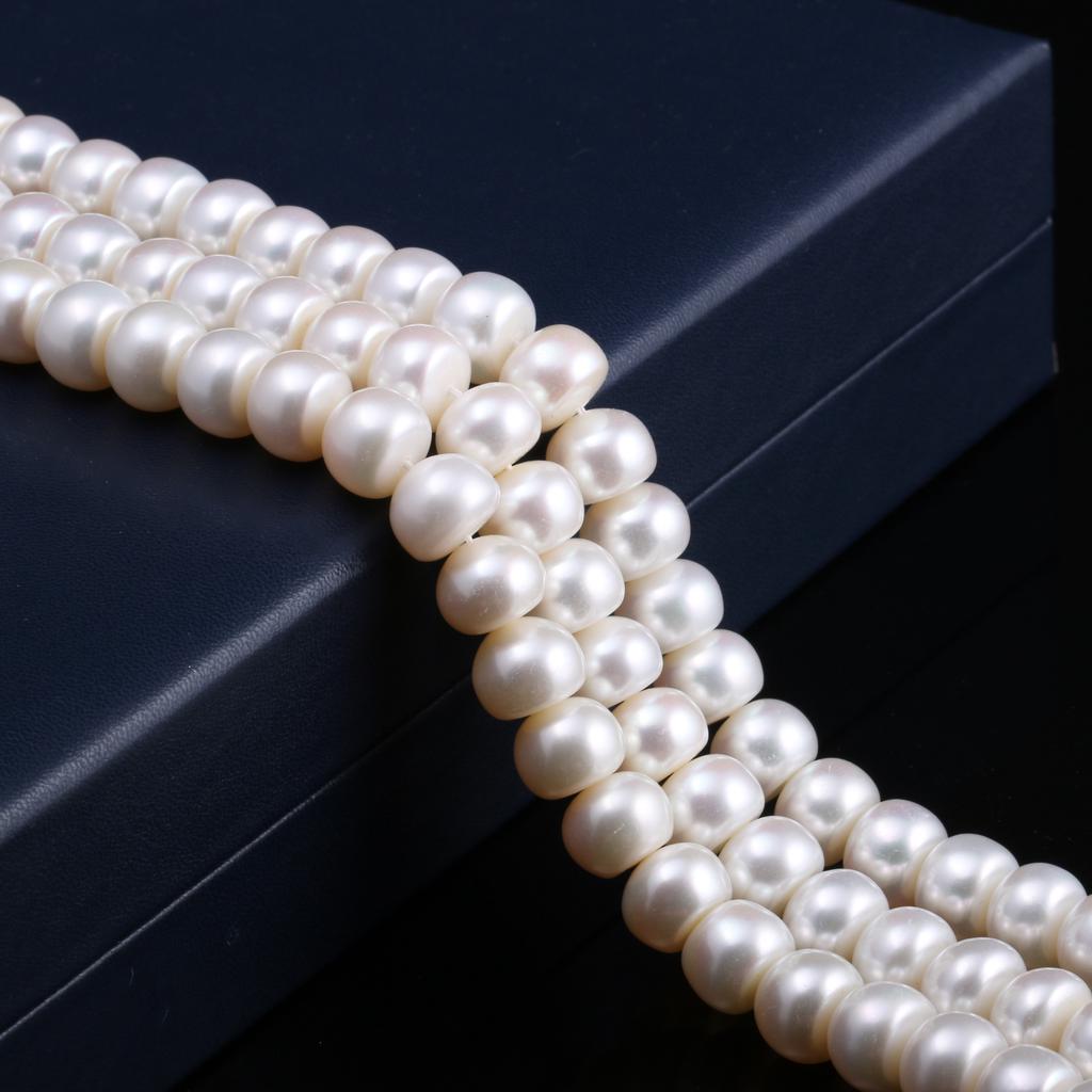 1String, White Natural Freshwater Pearls, Rondelle Pearl Beads, 10–11 Mm, for DIY Necklace Accessories, Jewelry Making Valentine's Day Gifts, 36cm