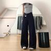Dark Blue Wide-Leg High-Waisted Women's Jeans - Retro American Spring 2025 Floor-Length Denim