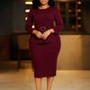 Women's clothing winter new fashion temperament elegant hip-wrapped Tongle solid color long-sleeved dress