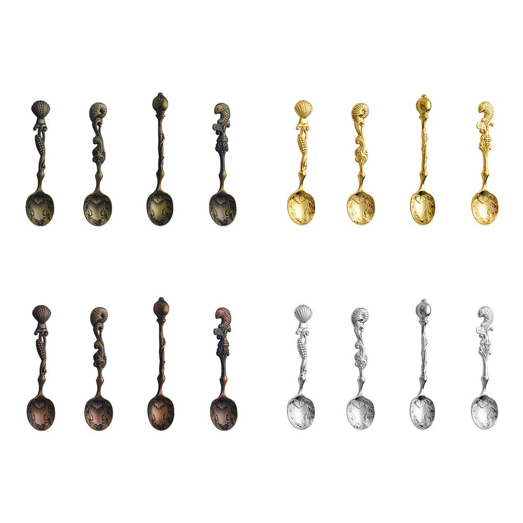 4Pcs Ocean Theme Creative Handle Stirring Spoon Small Mixing Teaspoon Dessert Snacks Spoon Tableware Easy to Clean