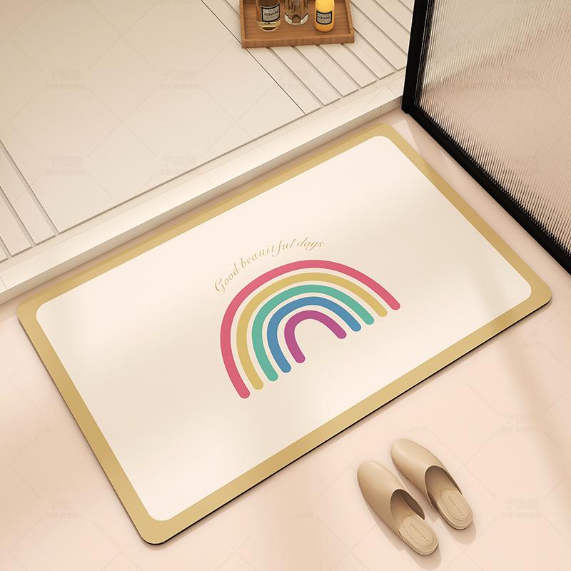 Bathroom Absorbent Floor Mat, Diatom Mud Quick-drying Mat, Toilet Door Carpet, Toilet Anti-skid and Anti-drop Foot Mat