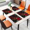 4 PCS Christmas Retro Splicing Printed Placemats Heat Resistant Washable Non Slip Kitchen Home Decor