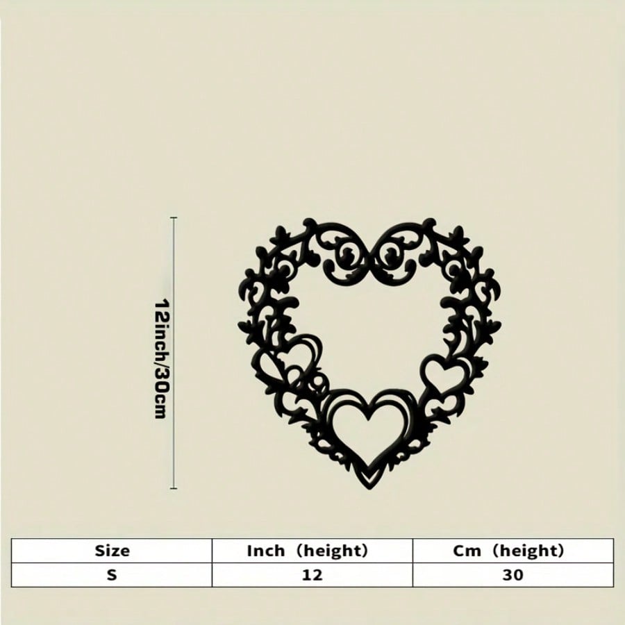 Black Heart Floral Metal Wall Art Wrought Iron Farmhouse Decor Gift