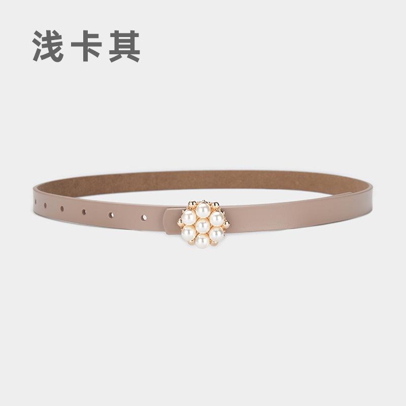 Fine Belt Retro Pearl Decorative Ladies Fine Belt With Windbreaker Dress Waist Seal Waist Jewelry