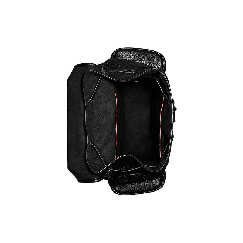 COACH Hitch 31 drawstring and buckle closure logo embossed cow leather backpack backpack large size men's black