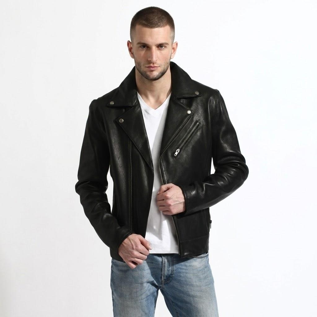 Giacca da uomo fatta a mano Biker Moto Stile Nero Vera Pelle di Agnello