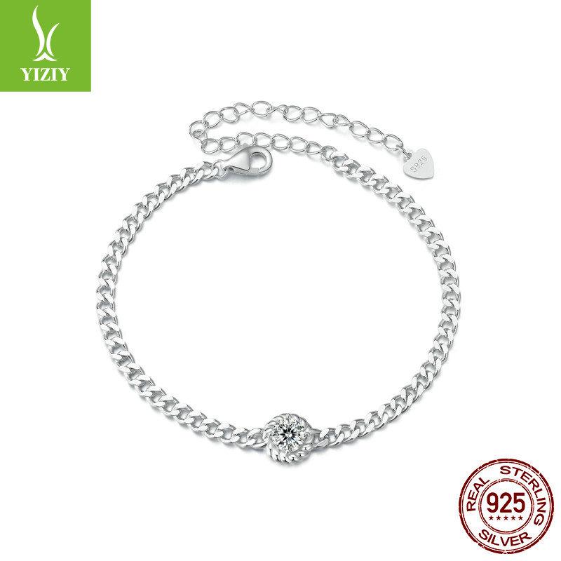 Simple Round 50-Point Moissanite Bracelet, Men'S And Women'S Trend S925 Silver Bracelet Jewelry