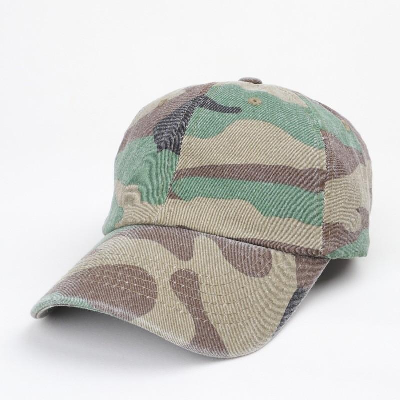 Cotton Washable Camouflage Baseball Cap With Curved Brim For Summer Casual Wear