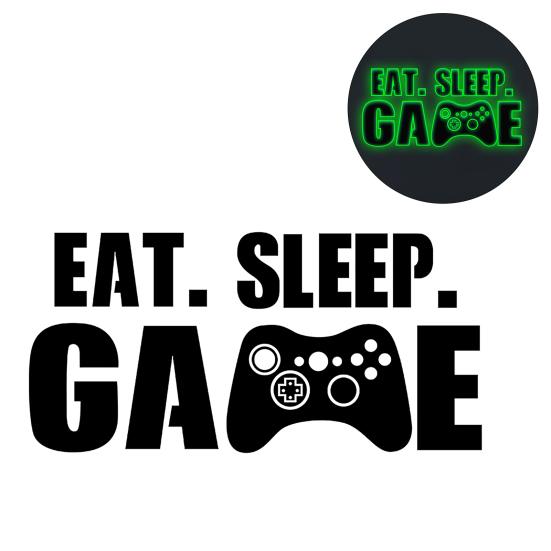 Glow in The Dark Eat Sleep Game Wall Decal Luminous A