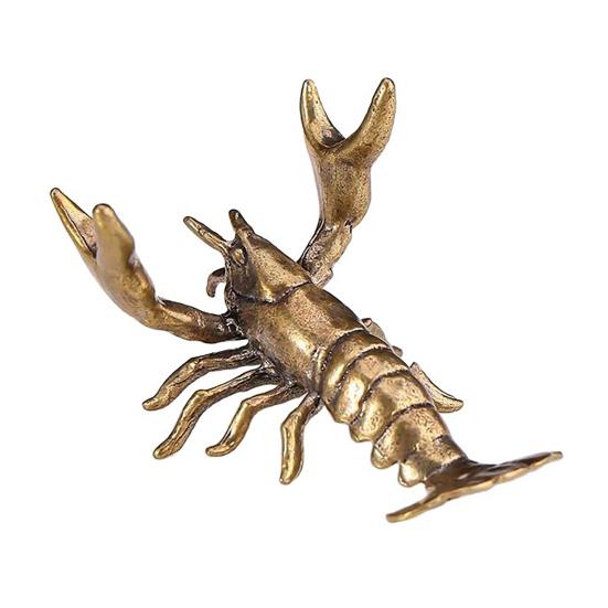 Tea Table Decoration Accessory Brass Lobster Figurine, Multifunctional Ornament for Pet Lid Rest Brush Cute Animal Shaped Pen Stand Holder Paperweight