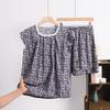 Women's Summer New Sweet Fly Side Cotton Short-sleeved Shorts Suit Large Size Loose Leisure Rayon Home Wear Pajamas