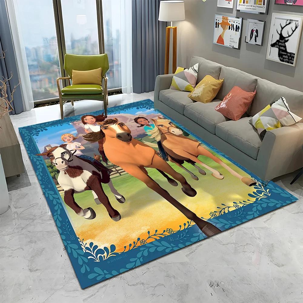 

Cartoon Spirit Riding Free Horses 3D Carpet Rug for Home Living Room Bedroom Sofa Doormat Decor,kid Area Rug Non-slip Floor Mat 40x60cm