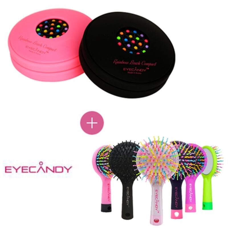 Rainbow Hairbrush Set (Compact + Medium) Compact Black, Medium Lime Green