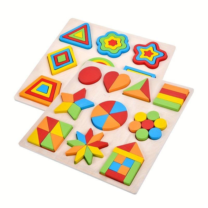 Jouets éducatifs pour enfants, planche d'association cognitive de modélisation de formes géométriques, éveil numérique, puzzle d'apprentissage égal, jouets éducatifs en bois, Noël