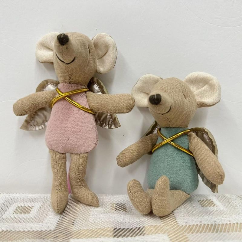 Adorable Cotton Linen Mouse Toy Creative Mouse Doll Animal Gift for Infant Photography Props and Nursery Decoration